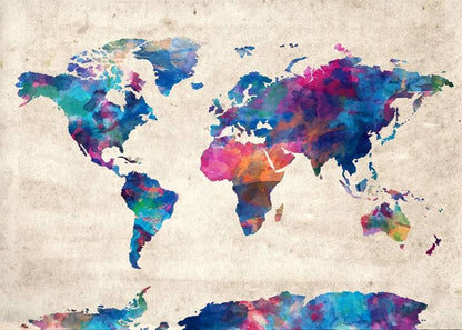 Colorful world map canvas