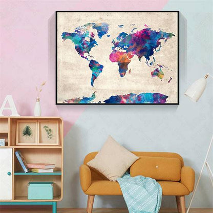 Colorful world map canvas