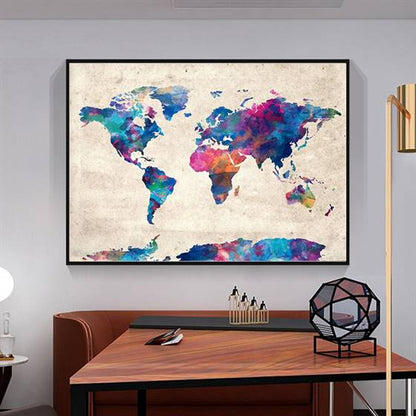 Colorful world map canvas