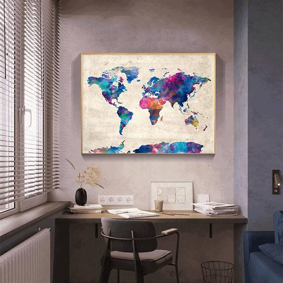 Colorful world map canvas