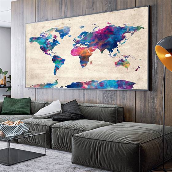 Colorful world map canvas