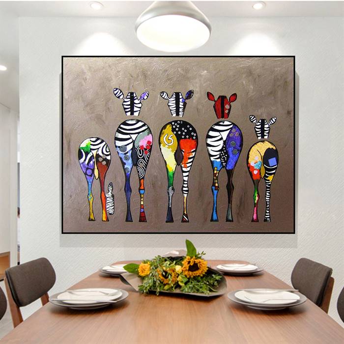 Colorful zebras canvas