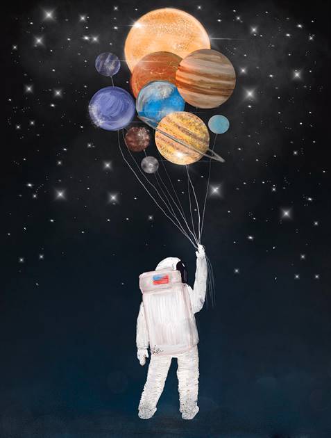 Cosmos balloons canvas