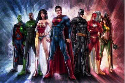 DC group of super heroes canvas
