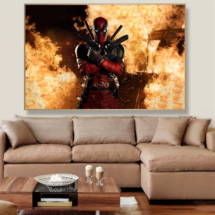 Deadpool on fire canvas