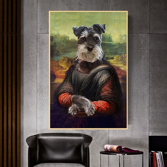 Dog head Mona Lisa canvas