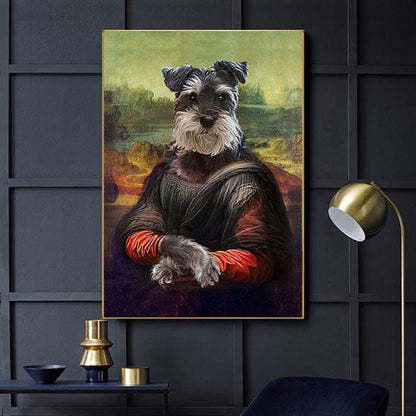 Dog head Mona Lisa canvas