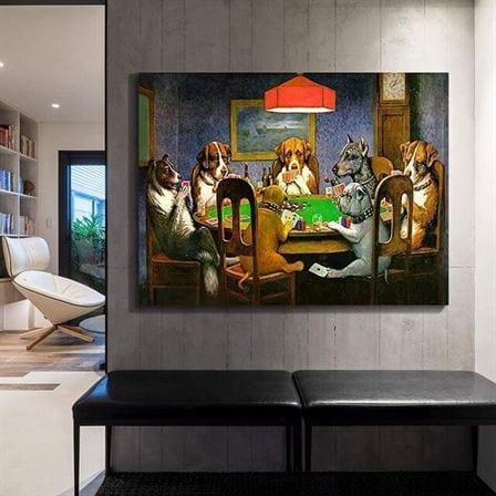 Dogs playing cards canvas