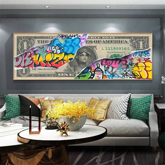 Dollar bill graffiti canvas