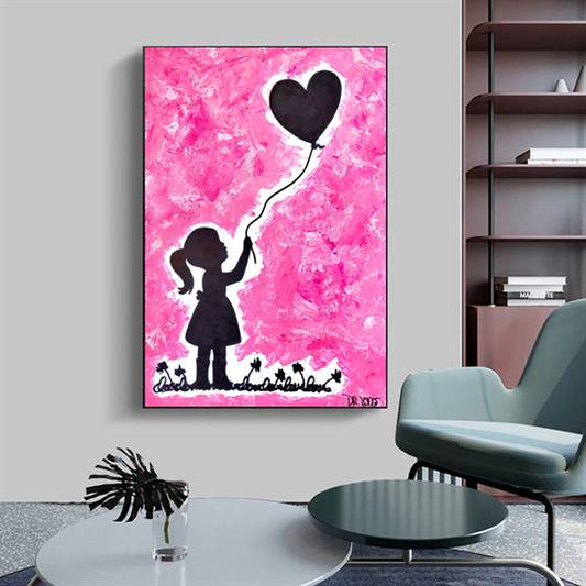 Dr. Love - Girl with a heart balloon canvas