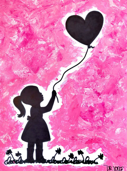 Dr. Love - Girl with a heart balloon canvas