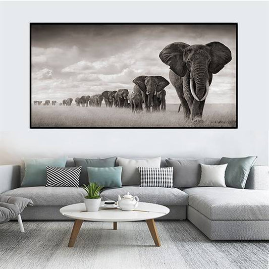 Elephant herd canvas