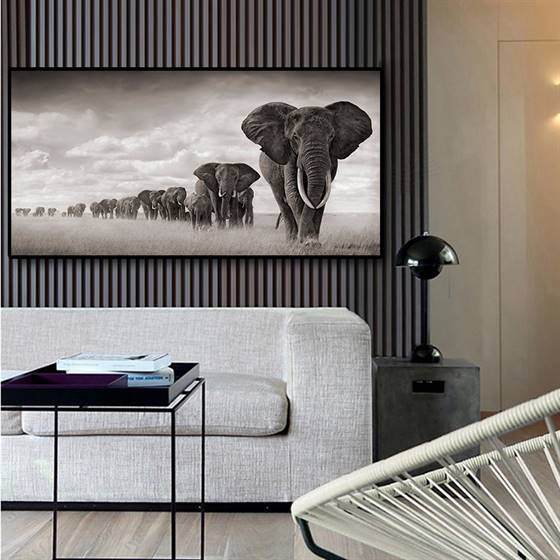 Elephant herd canvas