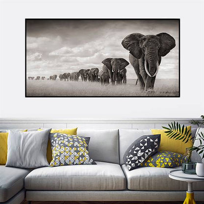 Elephant herd canvas