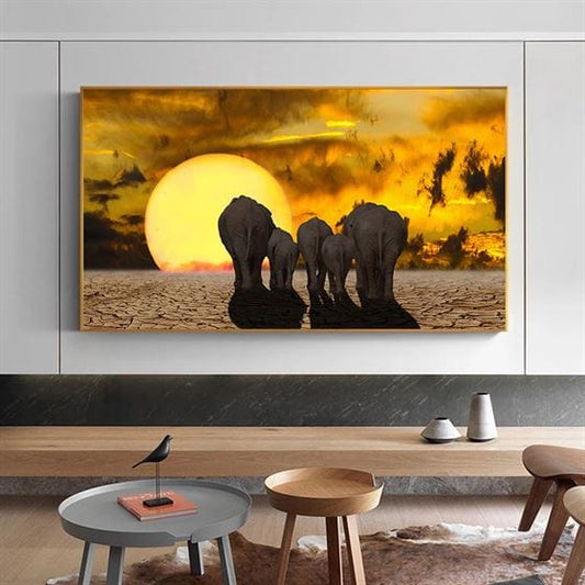 Elephants going home canvas