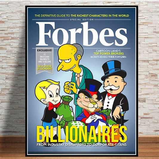 Forbes cartoon billionaires canvas