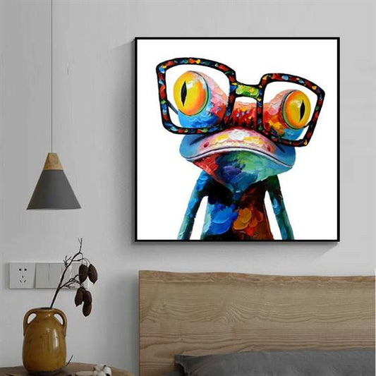 Frog with big glassess canvas