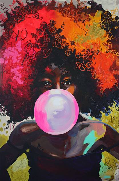 Girl with a bubble balloon canvas