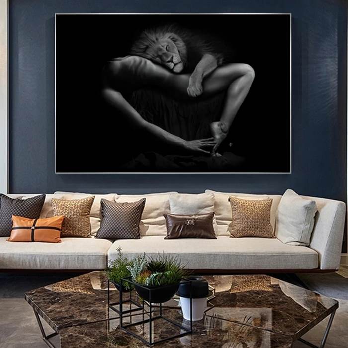 Girl with a lion canvas
