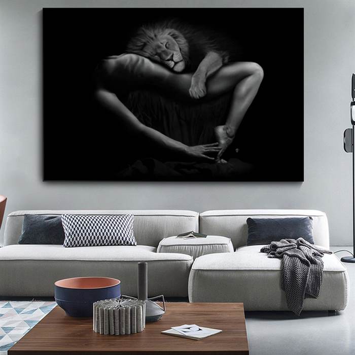 Girl with a lion canvas
