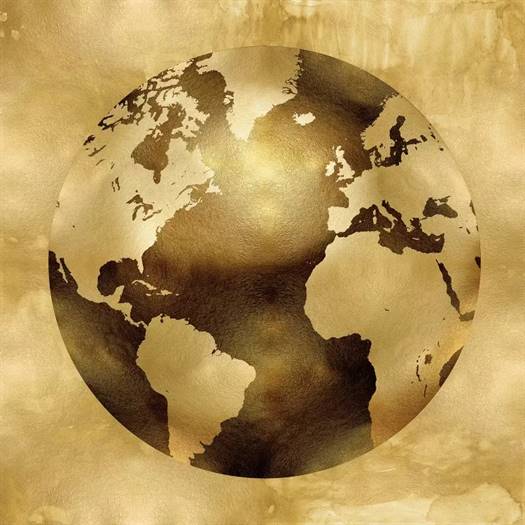 Globe in gold canvas