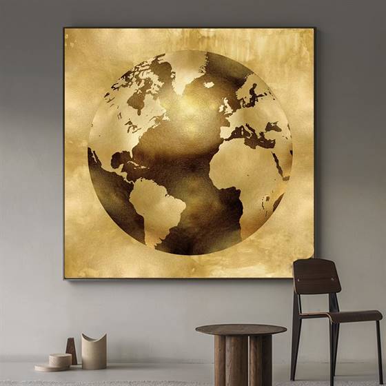 Globe in gold canvas