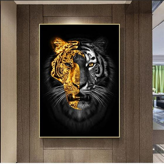 Gold and white tiger canvas