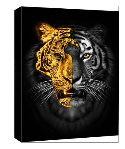 Gold and white tiger canvas