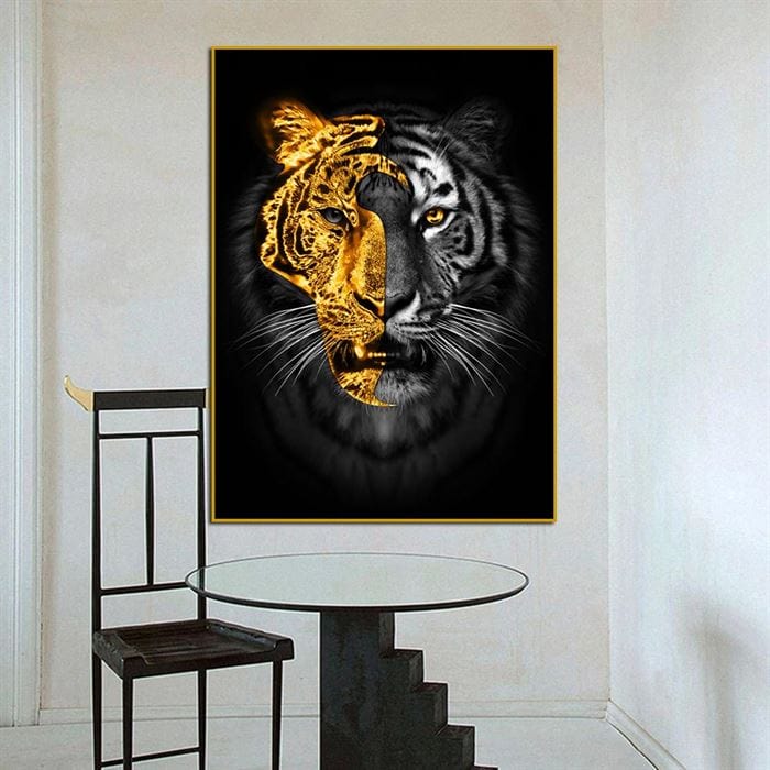 Gold and white tiger canvas