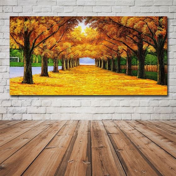 Gold avenue of trees canvas