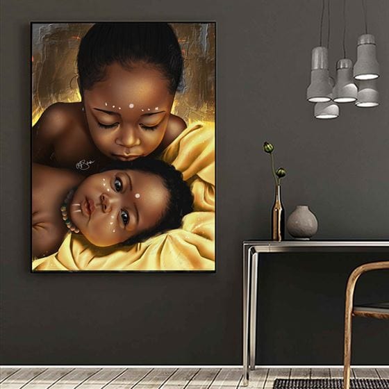 Golden African child canvas