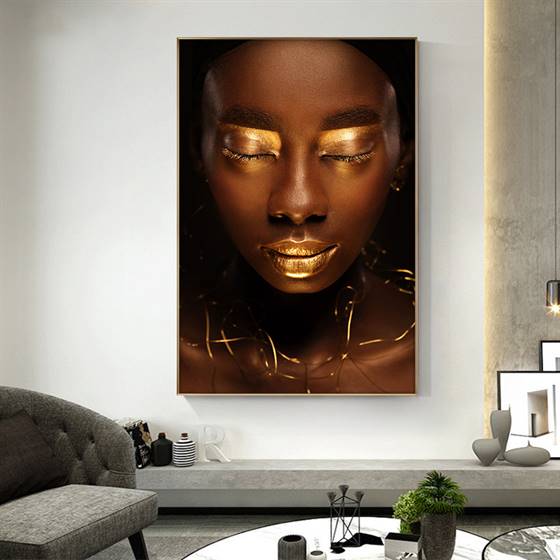 Golden eyes and lips canvas