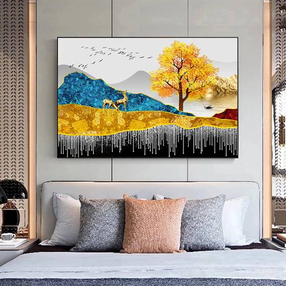 Golden tree and deer canvas