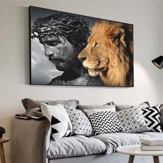 Jesus and lion canvas