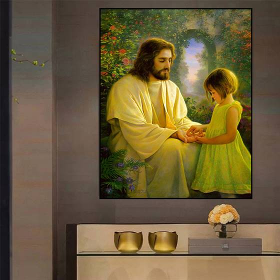 Jesus in Heaven's garden canvas