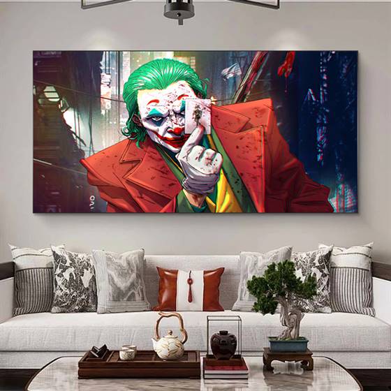 Joker with a playing card canvas