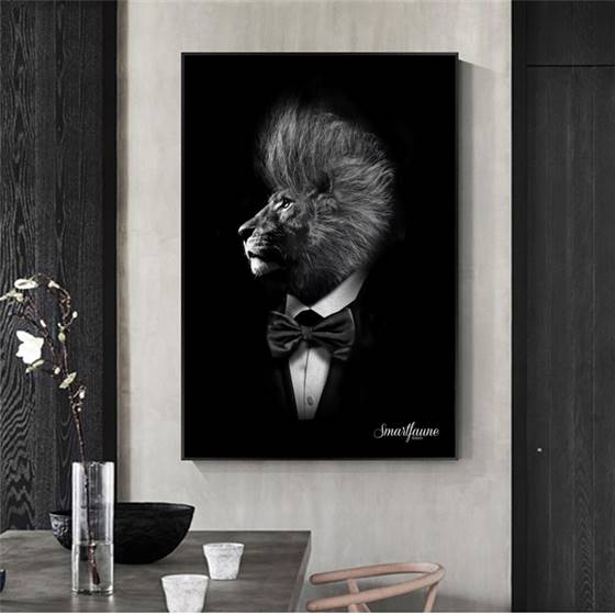 Lion in a suit canvas