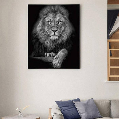 Lion in black and white style canvas