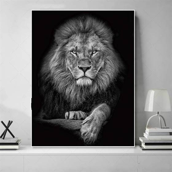 Lion in black and white style canvas