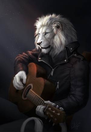 Lion playing the guitar canvas