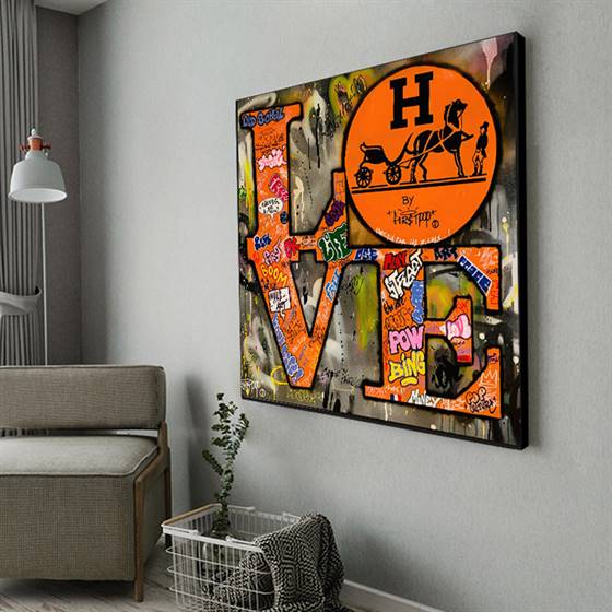 Love - graffiti art (orange) canvas