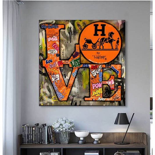 Love - graffiti art (orange) canvas