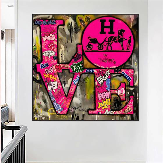 Love - graffiti art (pink) canvas