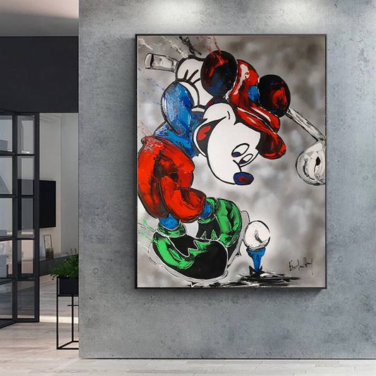 Mickey Mouse playing golf canvas