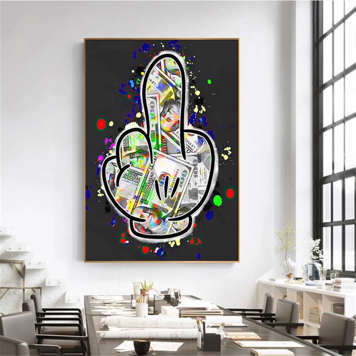 Mickey Mouse's middle finger canvas