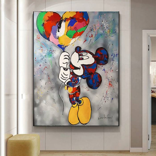 Mickey Mouse with heart balloon canvas