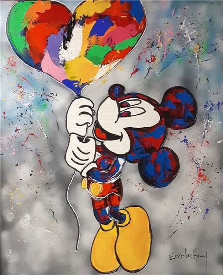 Mickey Mouse with heart balloon canvas