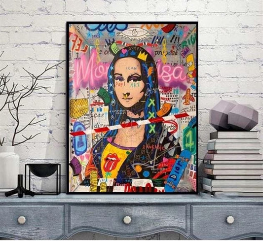 Mona Lisa graffiti canvas