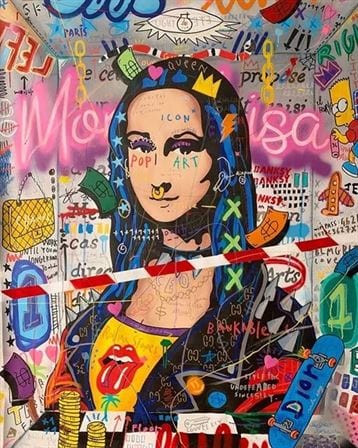 Mona Lisa graffiti canvas