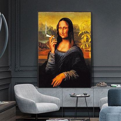 Mona Lisa smoking canvas